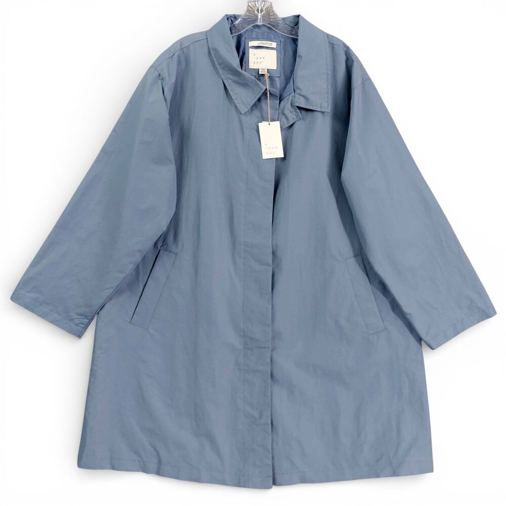 A New Day XXL Blue Water Resistant Lightweight Coat Nylon Recycled Lined NWT